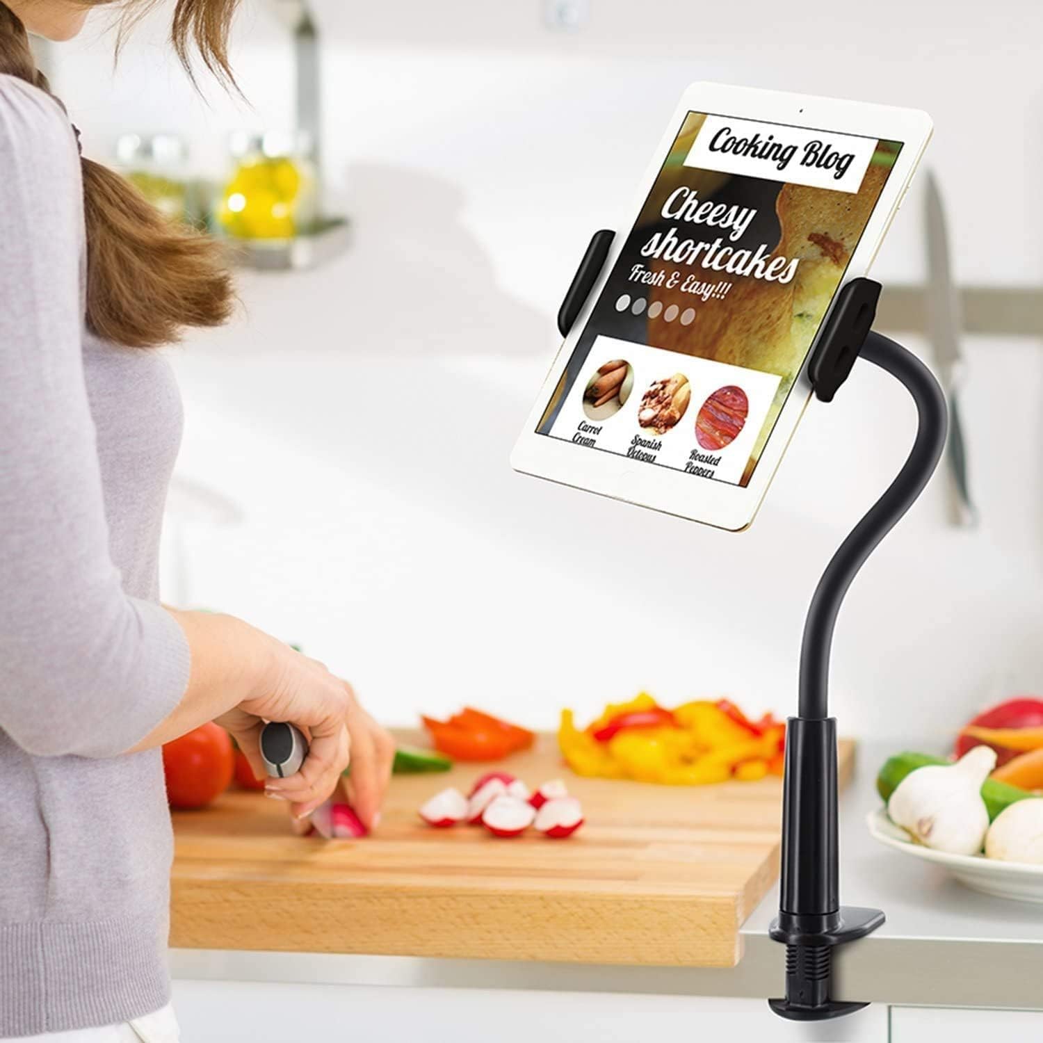 Gooseneck Tablet Holder, Tablet Stand for Bed Gooseneck Mount Flexible Arm 360 Clamp - Image 5