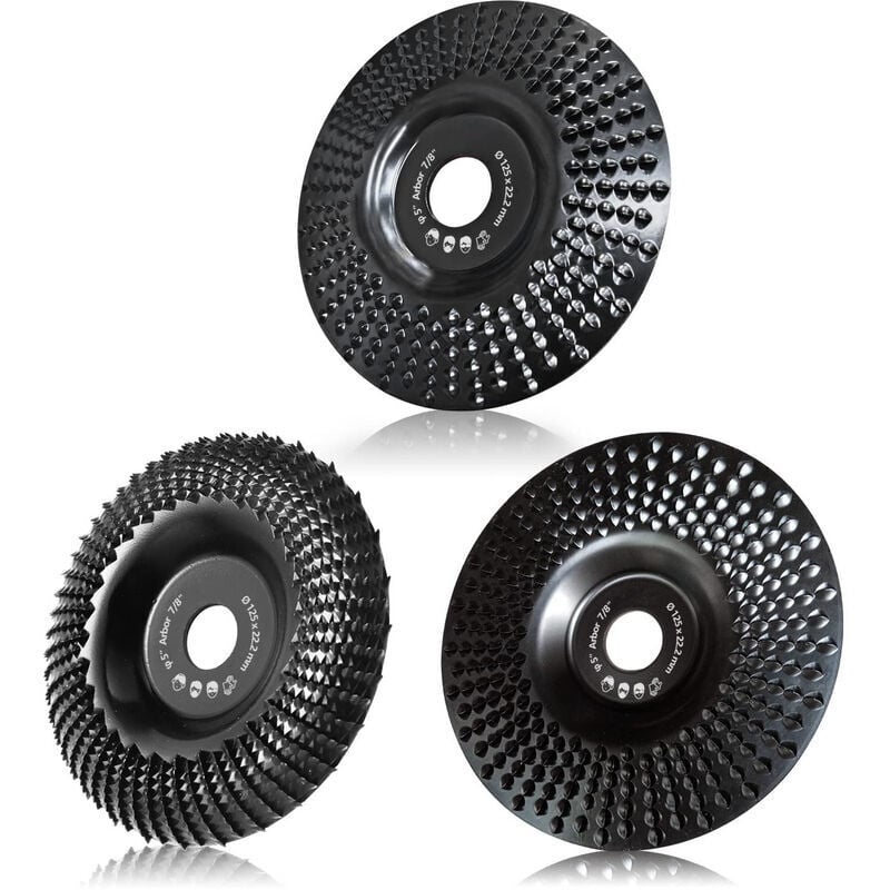 Wood sanding disc 125 mm, 3-piece sanding discs for shaping, sanding and cutting. Wheel for angle grinder,