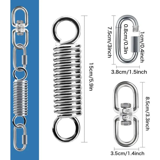 Spring Suspension with 360° Swivel Hooks and Carabiners, Spring Suspension for Hanging Chair Yoga Sandbag, Load 200 kg (Spring Suspension) - Image 2