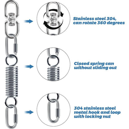 Spring Suspension with 360° Swivel Hooks and Carabiners, Spring Suspension for Hanging Chair Yoga Sandbag, Load 200 kg (Spring Suspension) - Image 3