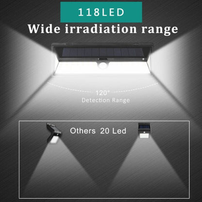 Solar Wall Light - 118 LED Solar Lamp 1000 Lumen Wall Light PIR Motion Sensor IP65 Waterproof Outdoor Garden..DEBUNS - Image 4