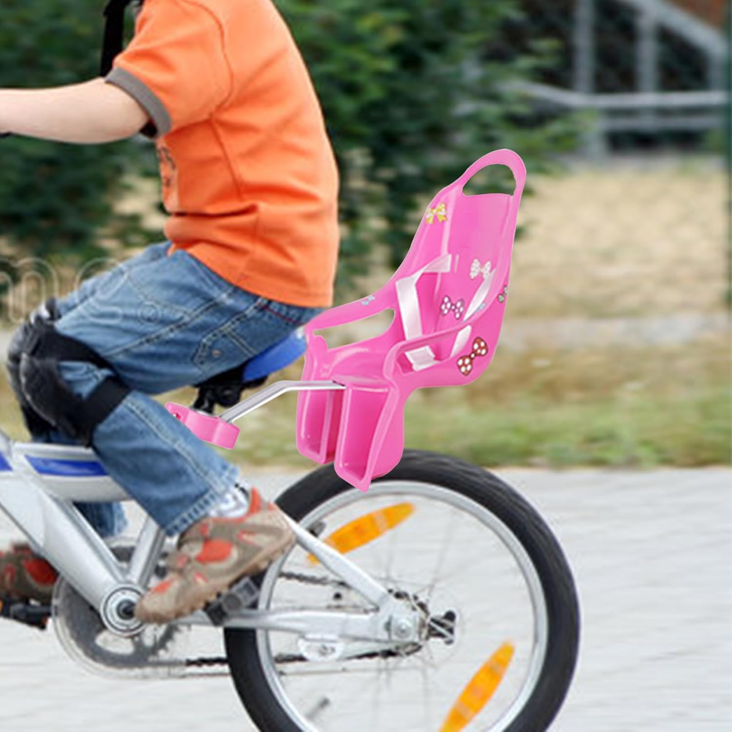 Doll Stroller Seat for Doll, Children's Bicycle Doll Seat with DIY Decals for Decoration PINK - Image 3