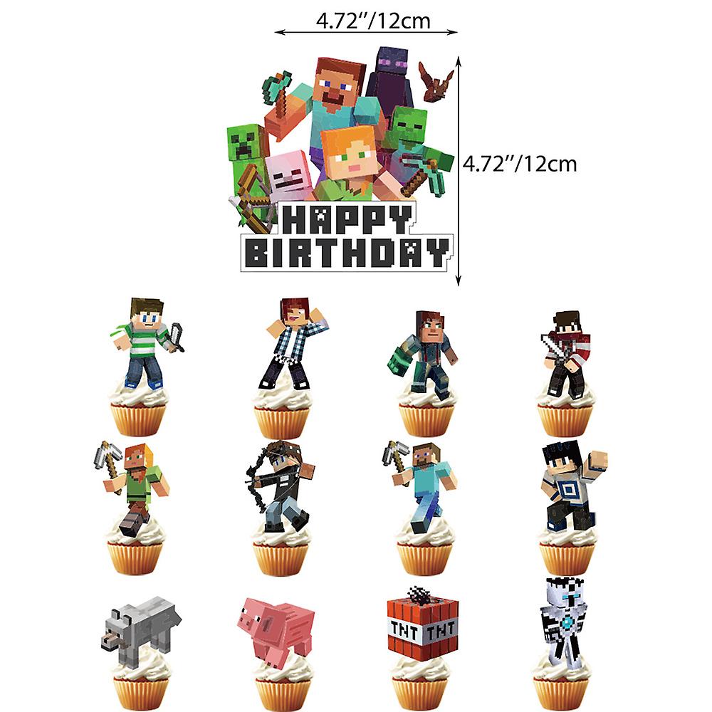Minecraft themed birthday party balloons banner cake decorations — max - Image 3