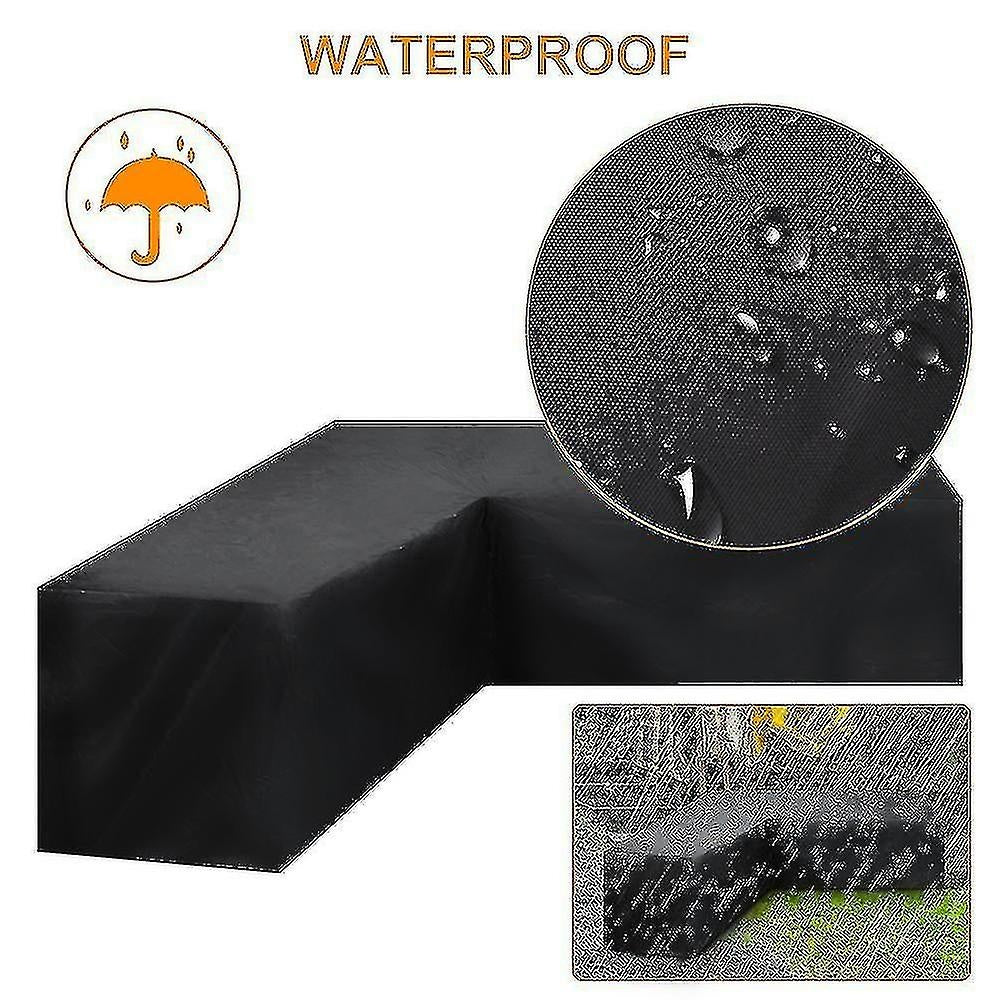 12 Sizes L-Shape All-Weather Cover Waterproof Rattan Corner Furniture Protector Garden Patio Outdoor Sofa Cover Dust Cover300*300*98cm - Image 3