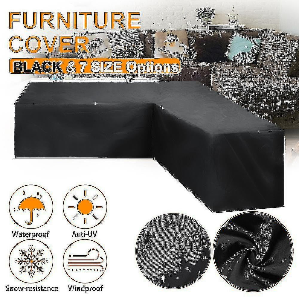 12 Sizes L-Shape All-Weather Cover Waterproof Rattan Corner Furniture Protector Garden Patio Outdoor Sofa Cover Dust Cover300*300*98cm - Image 4