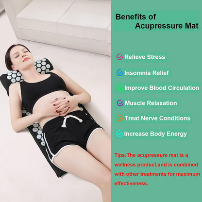 Acupressure Mat and Pillow Set with Bag Acupuncture Mat for Neck and Back Pain, Muscle Relaxation Stress Relief, Sciatica Pain Relief Pillow - Purple - Image 2