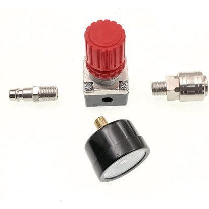 1/4\" Pressure Reducer for Compressed Air, Pressure Reducer, 4 Holes with Gauge for Compressor - Image 3