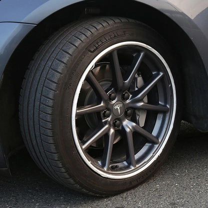 4-pack - Tesla Center Caps / Hubcaps - Car 77 Black/silver - Image 6