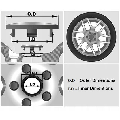 4-pack - Tesla Center Caps / Hubcaps - Car 77 Black/silver - Image 7