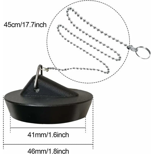 Rubber Sink Stopper with Ball Chain, Universal Stainless Steel Sink Stopper with Hook for Sink or Bathtub - Image 2