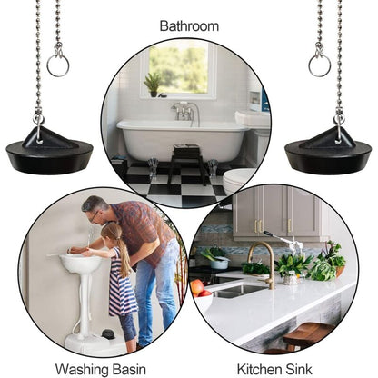 Rubber Sink Stopper with Ball Chain, Universal Stainless Steel Sink Stopper with Hook for Sink or Bathtub - Image 5