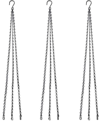 3-Pack Hanging Chain Set, Replacement Chain, Metal, Hanging Basket, Chains, Garden, Flower Pot, Plant Hanger with Clips and Hooks for Bird Feeder - Image 2