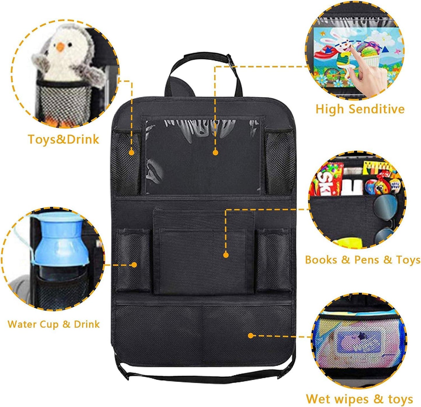 2-PACK Universal car back seat mobile/tablet multiple holders Black Black Black - Image 3