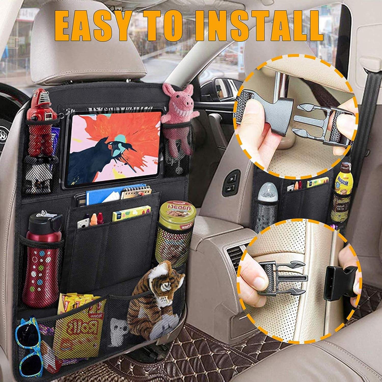 2-PACK Universal car back seat mobile/tablet multiple holders Black Black Black - Image 5