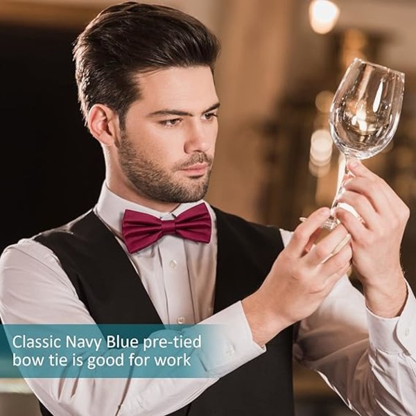 Pre-tied Bow Tie for Men, Tux Bow Tie Adjustable Formal Neck Bow Tie Satin Bow Tie for Party Wedding (Red) - Image 4