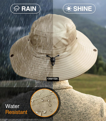 Fishing Hat UPF 50+ Wide Brim Sun Hat for Men and Women, Mens Bucket Hat with UV Protection for Hiking Beach Hats (Khaki - Image 4