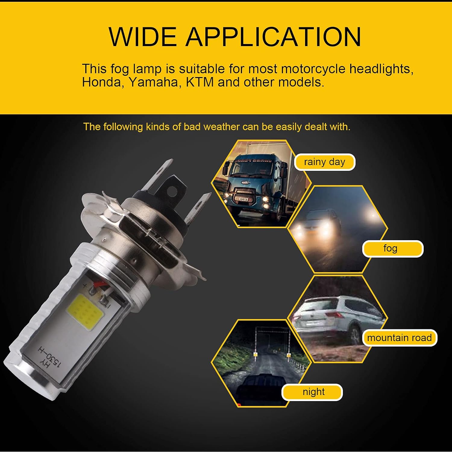 2PCS H4 LED Bulb, 12V Motorcycle/Car Headlight, 12W COB Bulbs Headlight LED Bulb for High Beam Headlight, High Beam/Low Beam - Image 3