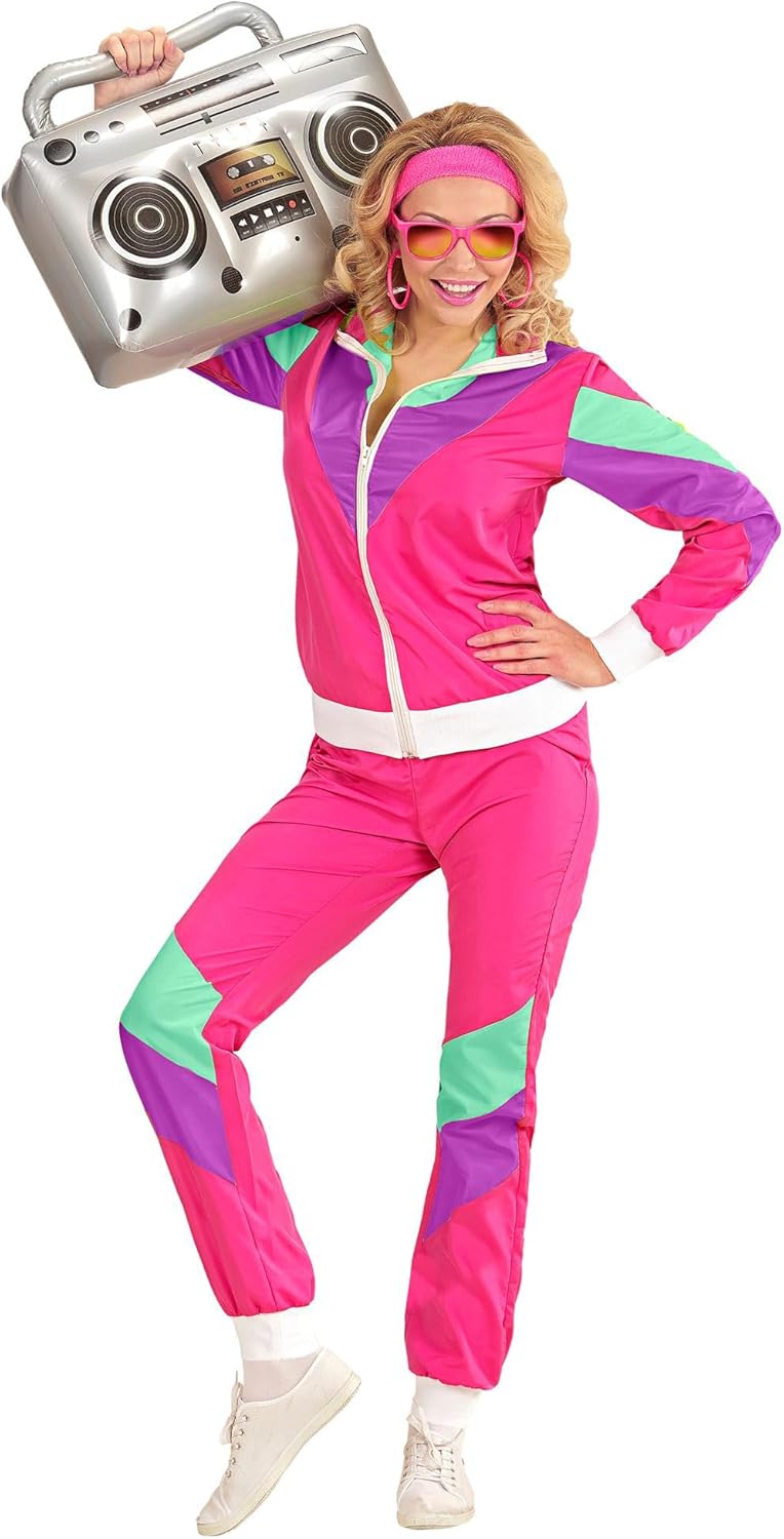 Widmann - Costume Jogging Pants Pink 80s Outfit Jogging Suit Carnival Costume, Multicolored XL - Image 3