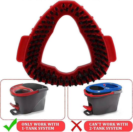 Mop Heads Replacement Scrubbing Brush Mop Head for Vileda Turbo Spin Mop, Hard Bristle Carpet Brush Cleaning Brush for Bathroom Garage Kitchen1x Brush 1x Brush Red - Image 2