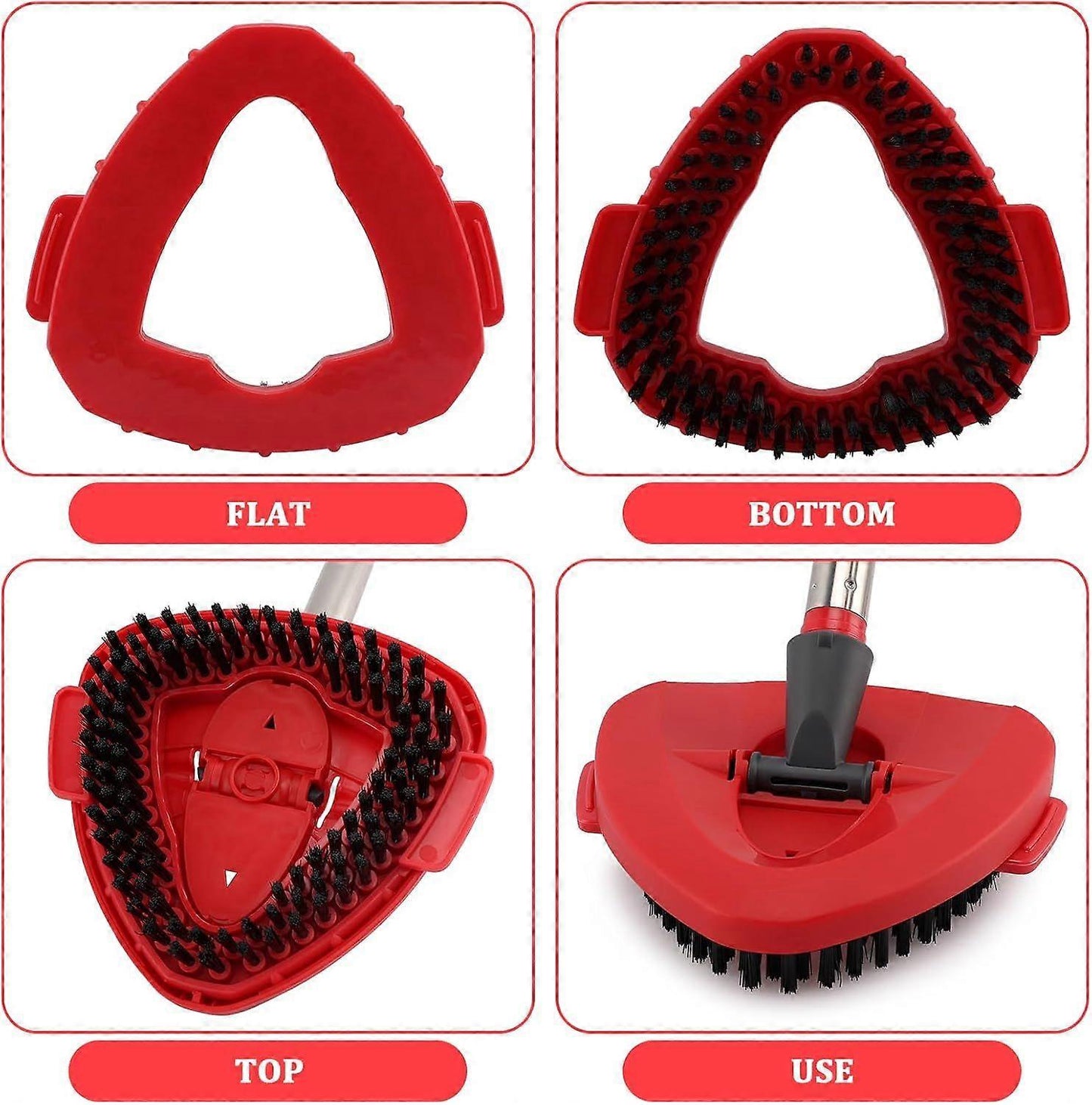 Mop Heads Replacement Scrubbing Brush Mop Head for Vileda Turbo Spin Mop, Hard Bristle Carpet Brush Cleaning Brush for Bathroom Garage Kitchen1x Brush 1x Brush Red - Image 4