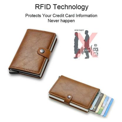 Carbon Fiber Credit Card Holder Wallet Men RFID Smart Metal Thin Slim Pop Up Minimalist Wallet Small Black Wallet Metal Vallet Blue - Image 5
