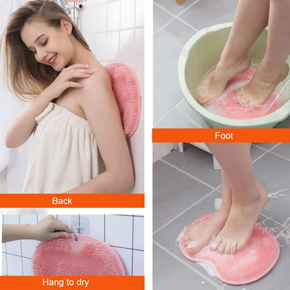 2-Pack Shower Scrubber for Back and Feet, Wall-Mounted Silicone Back Scrubber, Bath Massage Cushion Brush with Suction Cups - Image 4