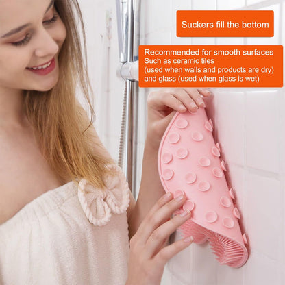 2-Pack Shower Scrubber for Back and Feet, Wall-Mounted Silicone Back Scrubber, Bath Massage Cushion Brush with Suction Cups - Image 5