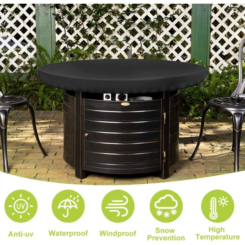 Fire Pit Protective Cover, Anti-UV 420D Round Protective Cover for Fire Pit Protection and Waterproof for Patio Fire Pit for Thin Grills, Fire Pit - Image 2