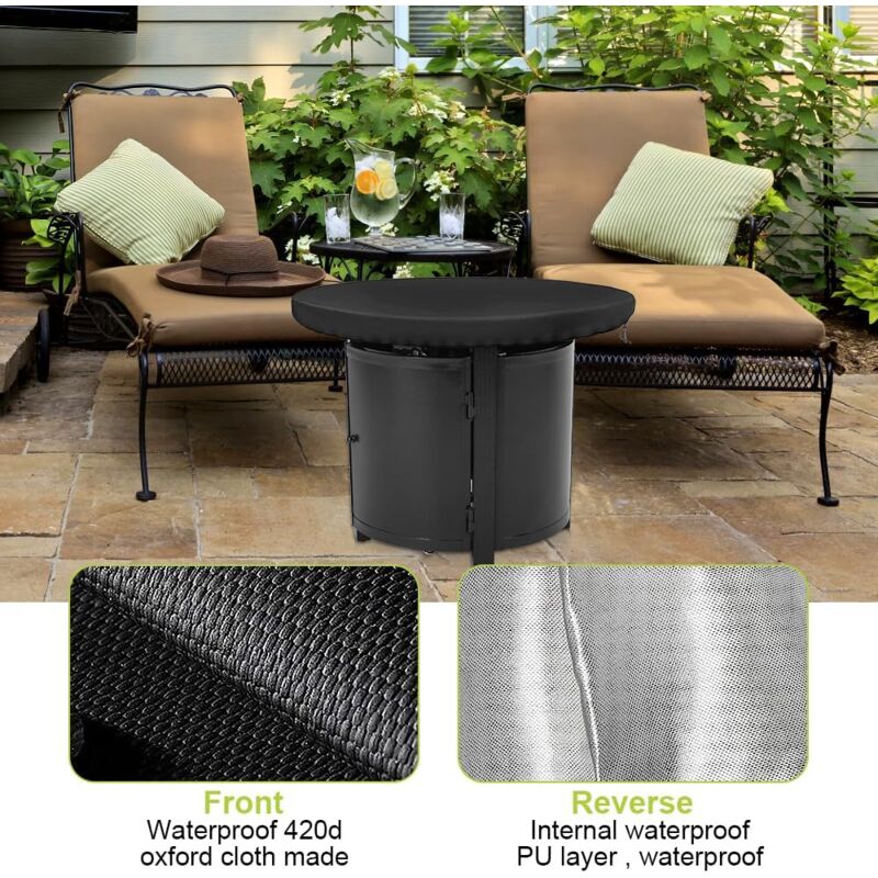 Fire Pit Protective Cover, Anti-UV 420D Round Protective Cover for Fire Pit Protection and Waterproof for Patio Fire Pit for Thin Grills, Fire Pit - Image 4