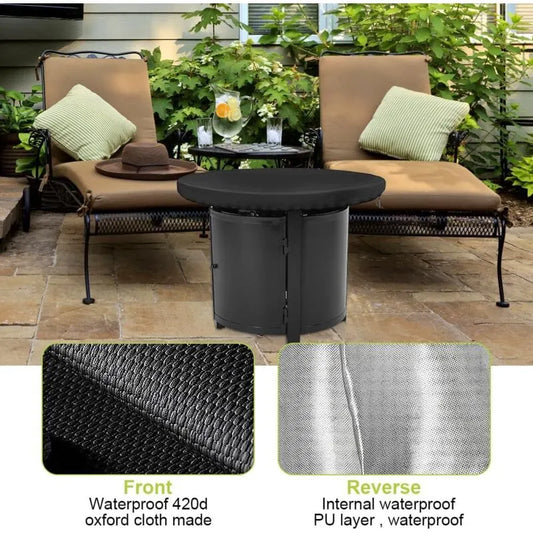 Fire Pit Protective Cover, Anti-UV 420D Round Protective Cover for Fire Pit Protection and Waterproof for Patio Fire Pit for Thin Grills, Fire Pit - Image 4