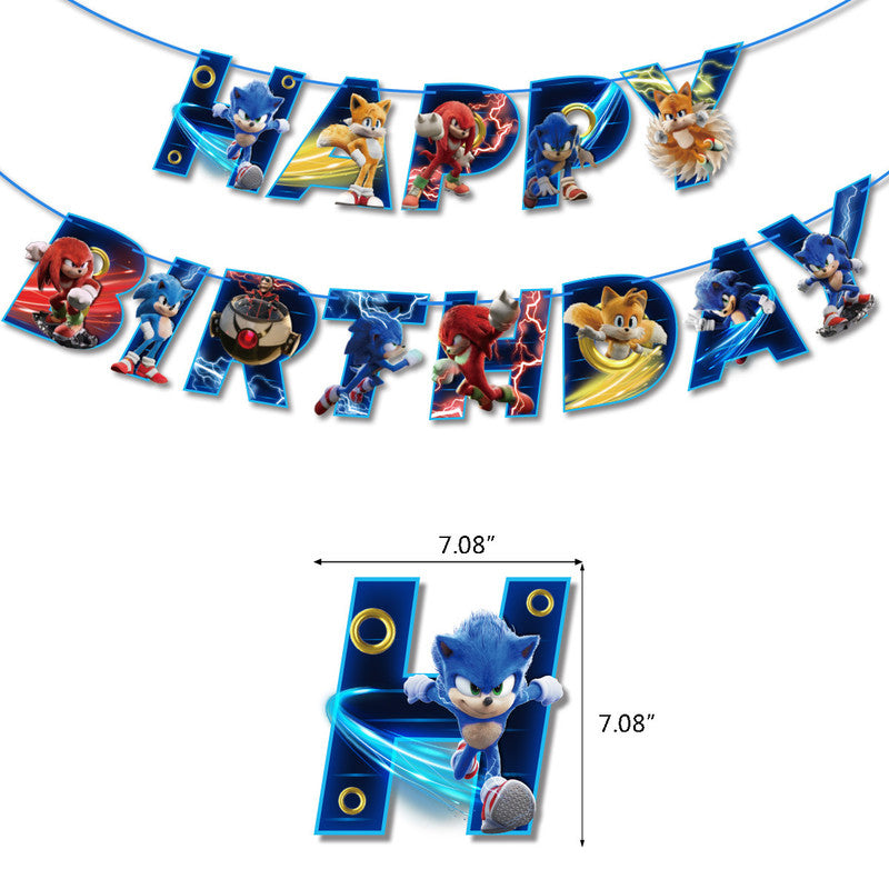 Sonic Birthday Theme Party Decoration Cartoon Drag Flag Insert Balloon Set D - Image 3