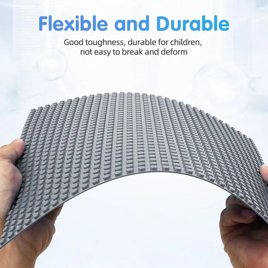 Building Plate, 4 pieces of classic base plates, 25.5 x 25.5 cm, base plate, compatible with all major brands, building toys for children 4 pieces light gray - Image 5