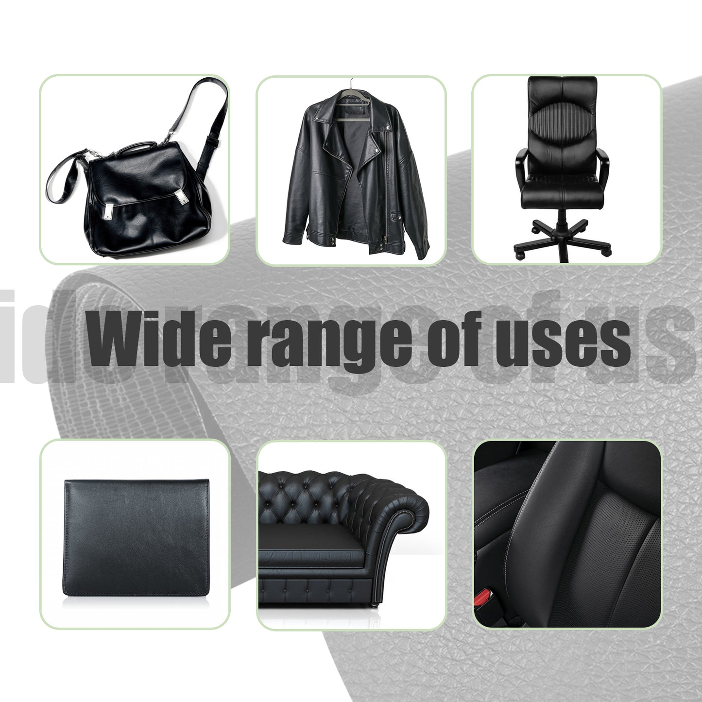 Self-adhesive repair patch artificial leather 50x138 cm Black Black Black Variety - Image 6