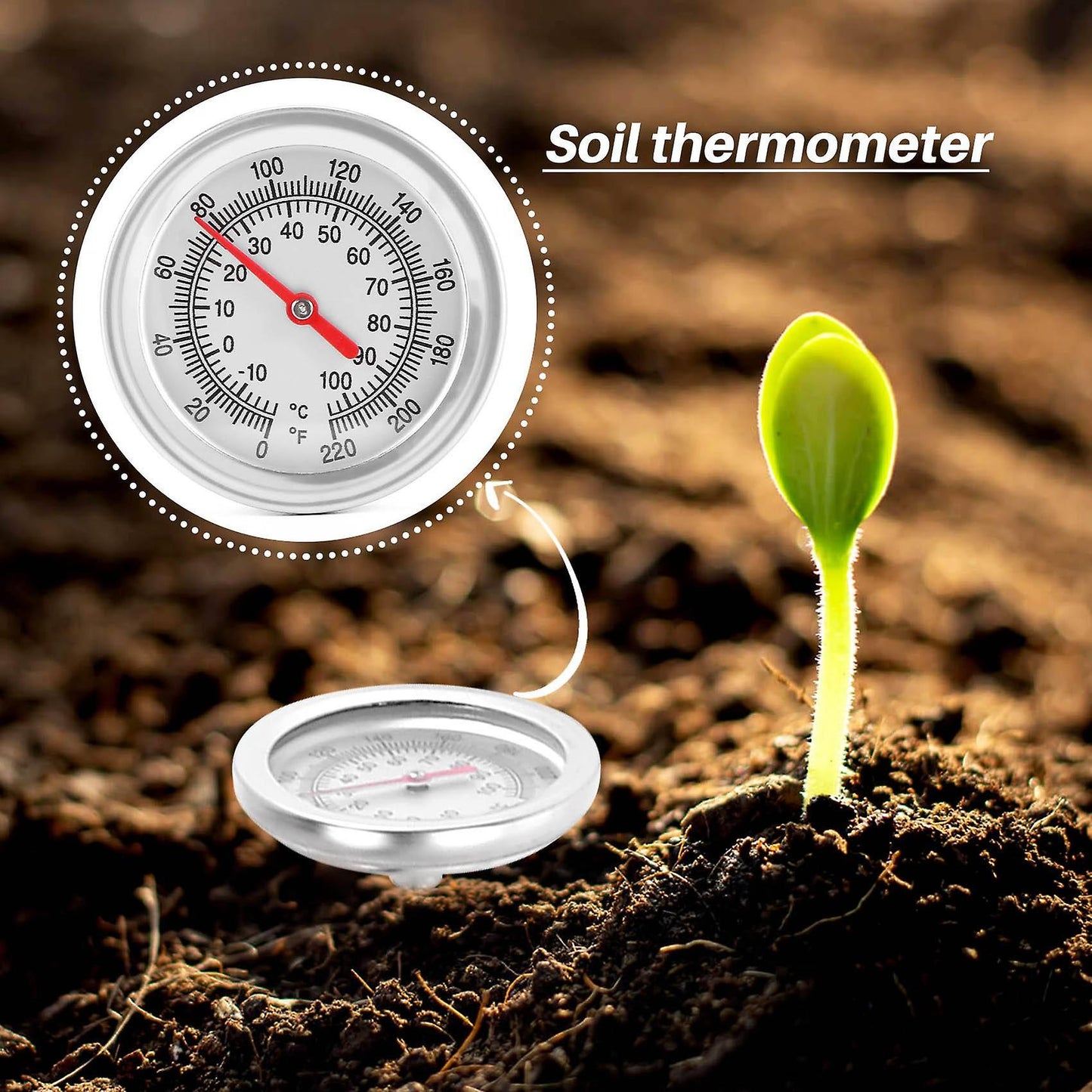 Compost soil thermometer 50 cm length stainless steel - Image 4