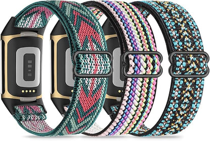 Elastic Wristbands, Compatible with Fitbit Charge 5/Fitbit Charge 6 Bracelet for Men and Women, Breathable and Adjustable A