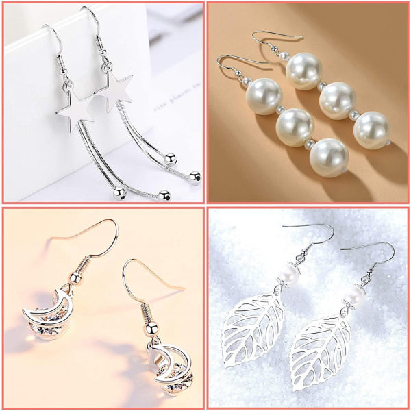 925 Silver Earring Hooks for Jewelry Making, Hypoallergenic Earring Hooks Accessories, 100 Earring Hooks, 150 Ear Plugs, SQBB - Image 2