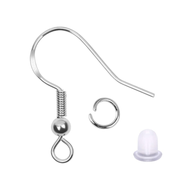 925 Silver Earring Hooks for Jewelry Making, Hypoallergenic Earring Hooks Accessories, 100 Earring Hooks, 150 Ear Plugs, SQBB - Image 4