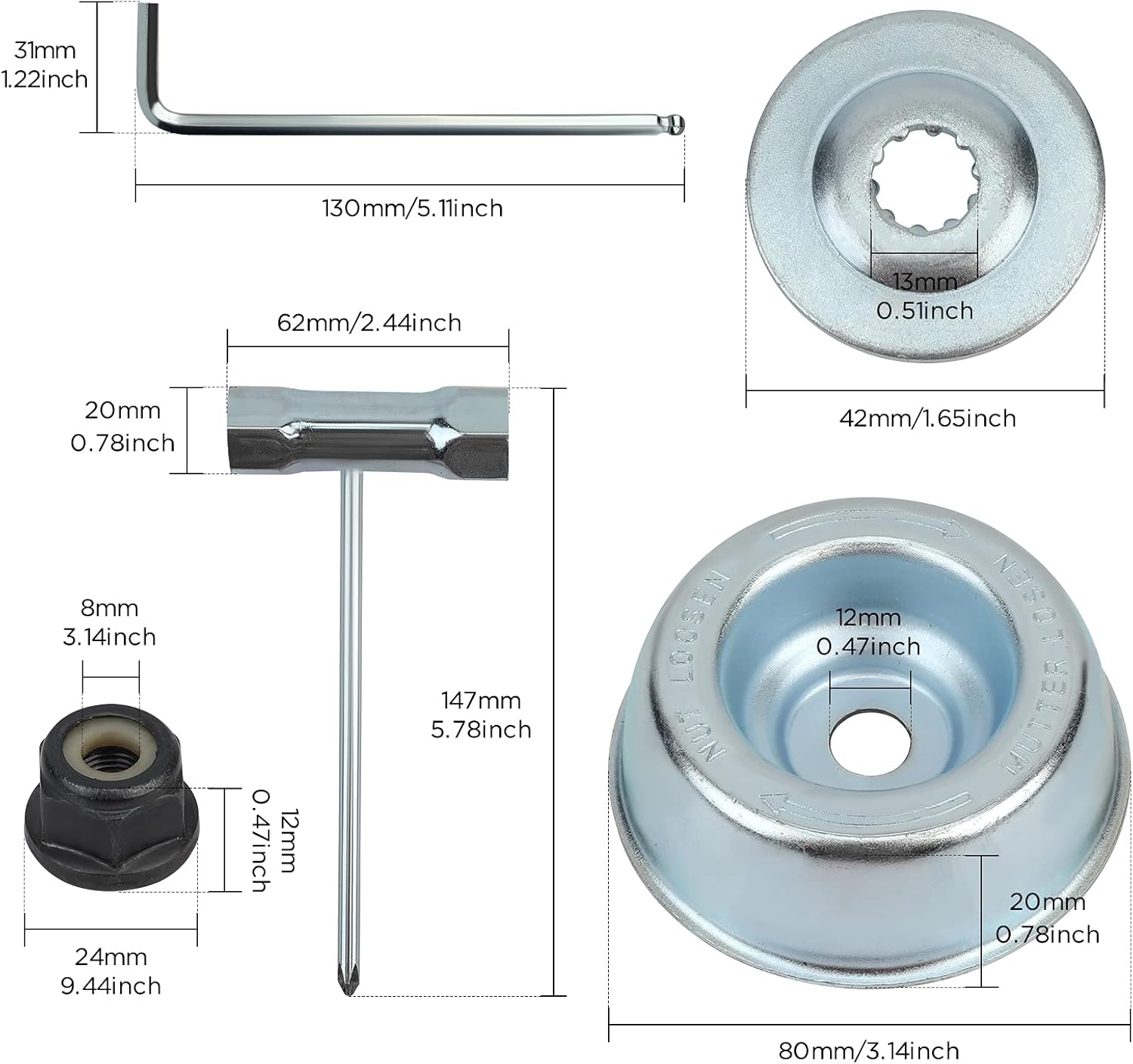 Universal Brushcutter Head Nut Kit, for Stihl Brushcutter FS55 FS - Image 2