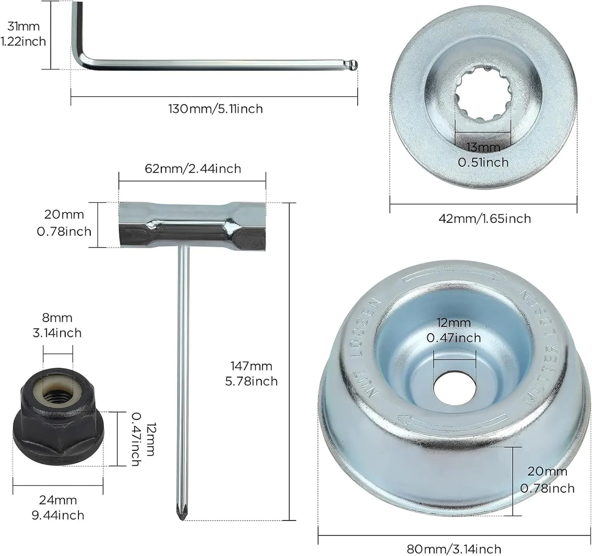 Universal Brushcutter Head Nut Kit, for Stihl Brushcutter FS55 FS - Image 2