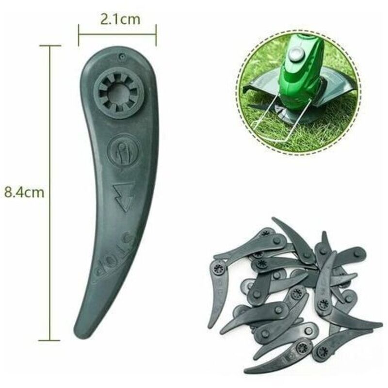 Pack of 24 replacement blades for Bosch Durablade Art 23-18 LI Art 26-18 LI lawn mowers, green. - Image 2