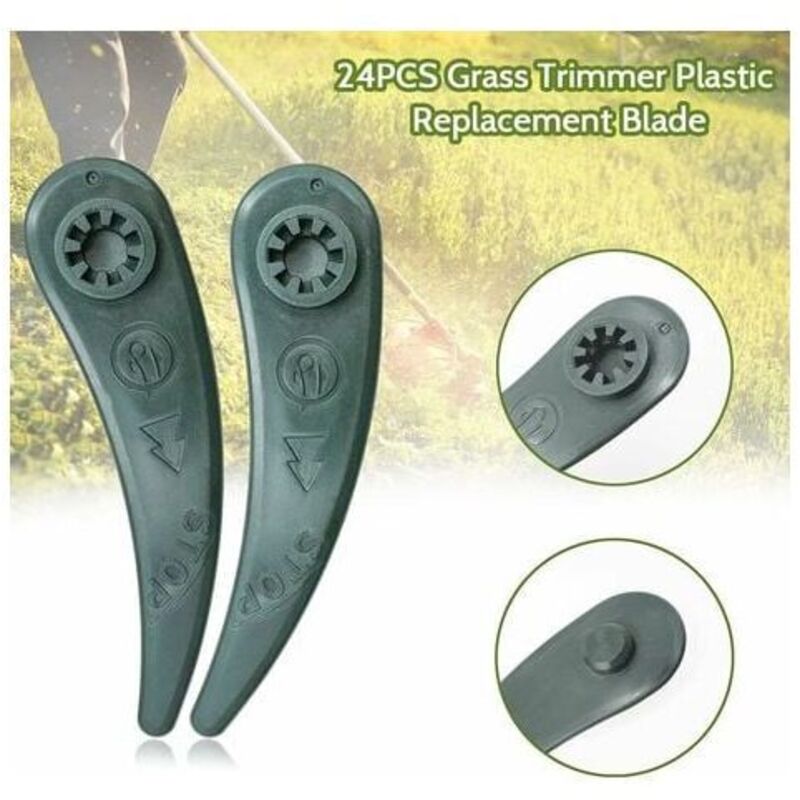 Pack of 24 replacement blades for Bosch Durablade Art 23-18 LI Art 26-18 LI lawn mowers, green. - Image 4