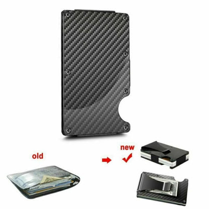 RFID Blocking Minimalist Carbon Fiber Card Holder with Money Clip for Men - Image 2