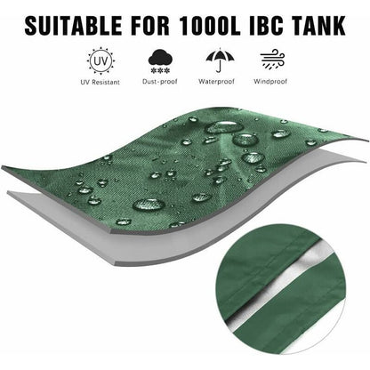 IBC Tank Cover Tarpaulin for 1000L IBC Container, GU.B/bon 116 x 100 x 120 cm Water Tank Cover Anti-UV Anti-Rain (Green)..DEBUNS - Image 3