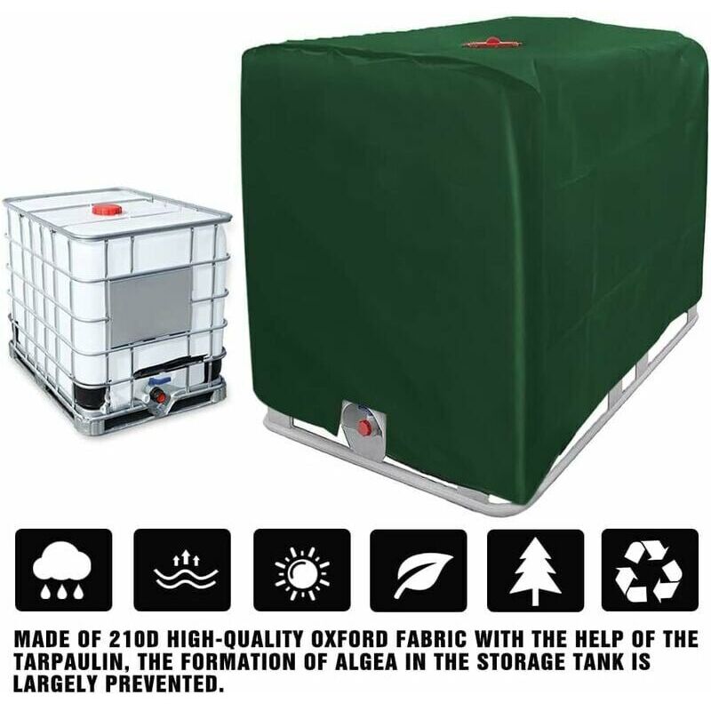 IBC Tank Cover Tarpaulin for 1000L IBC Container, GU.B/bon 116 x 100 x 120 cm Water Tank Cover Anti-UV Anti-Rain (Green)..DEBUNS - Image 4