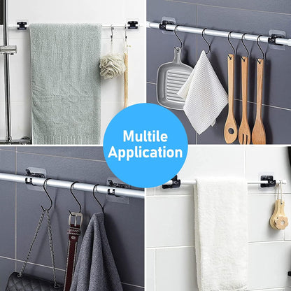 pcs Self-Adhesive Curtain Rod Holders, Nail-Free Adjustable Curtain Rod Brackets, Curtain Rod Wall Mounts (Black) - Image 5