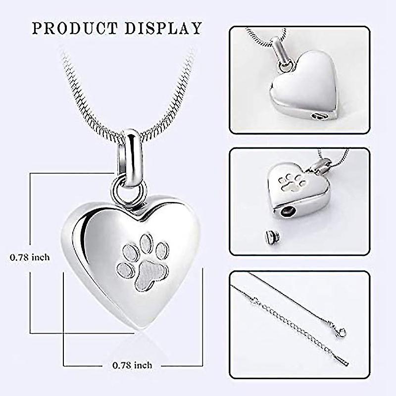 Cremation Necklace for Ashes with Heart Shaped Pet Charm, Memorial Jewelry - Image 2