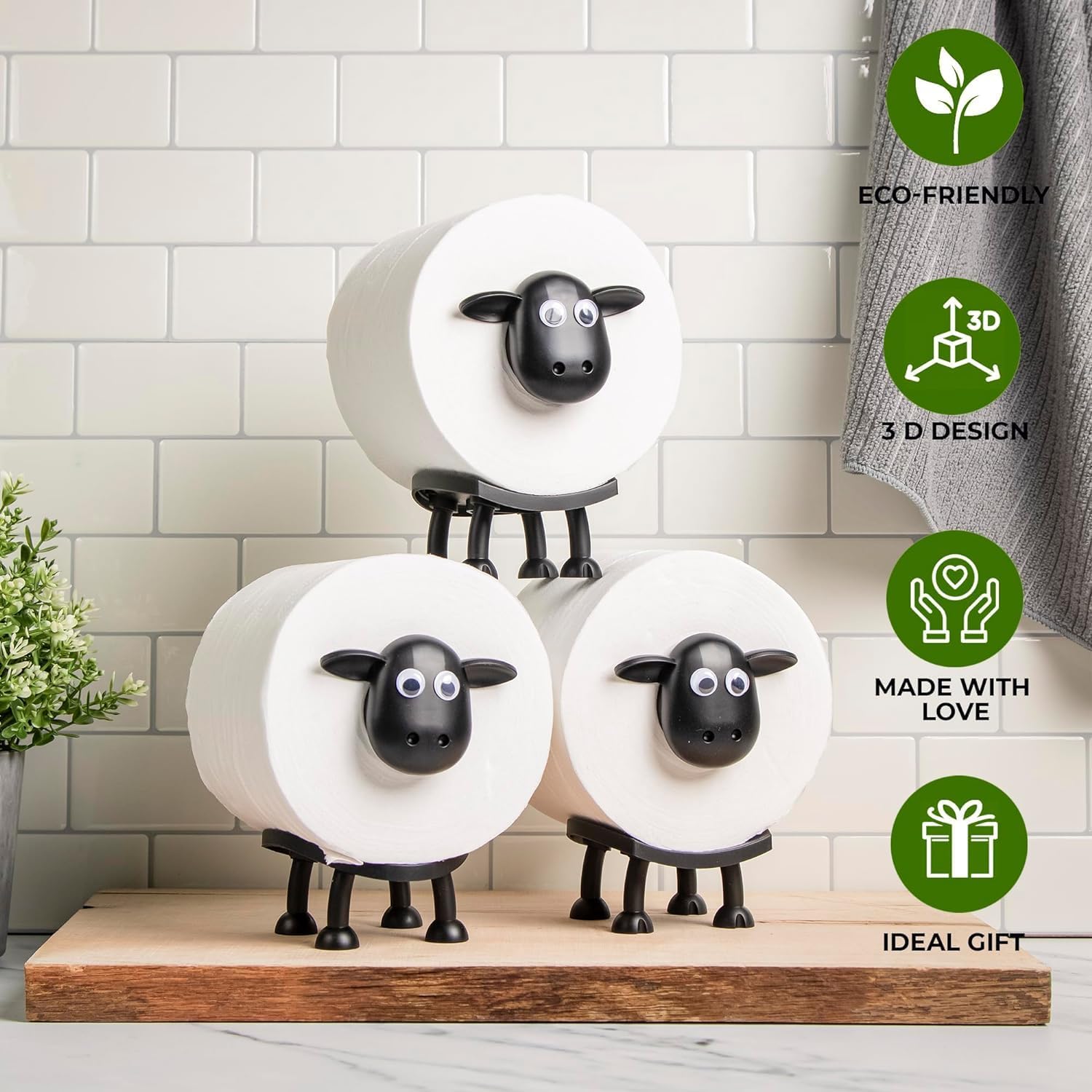 Toilet Paper Holder Sheep - Cute Bathroom Decor - Set of 3 - Image 4