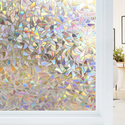 Electrostatic window film with rainbow effect, decorative anti-glare window film, 3D anti-UV window film, 45x200cm 45X200