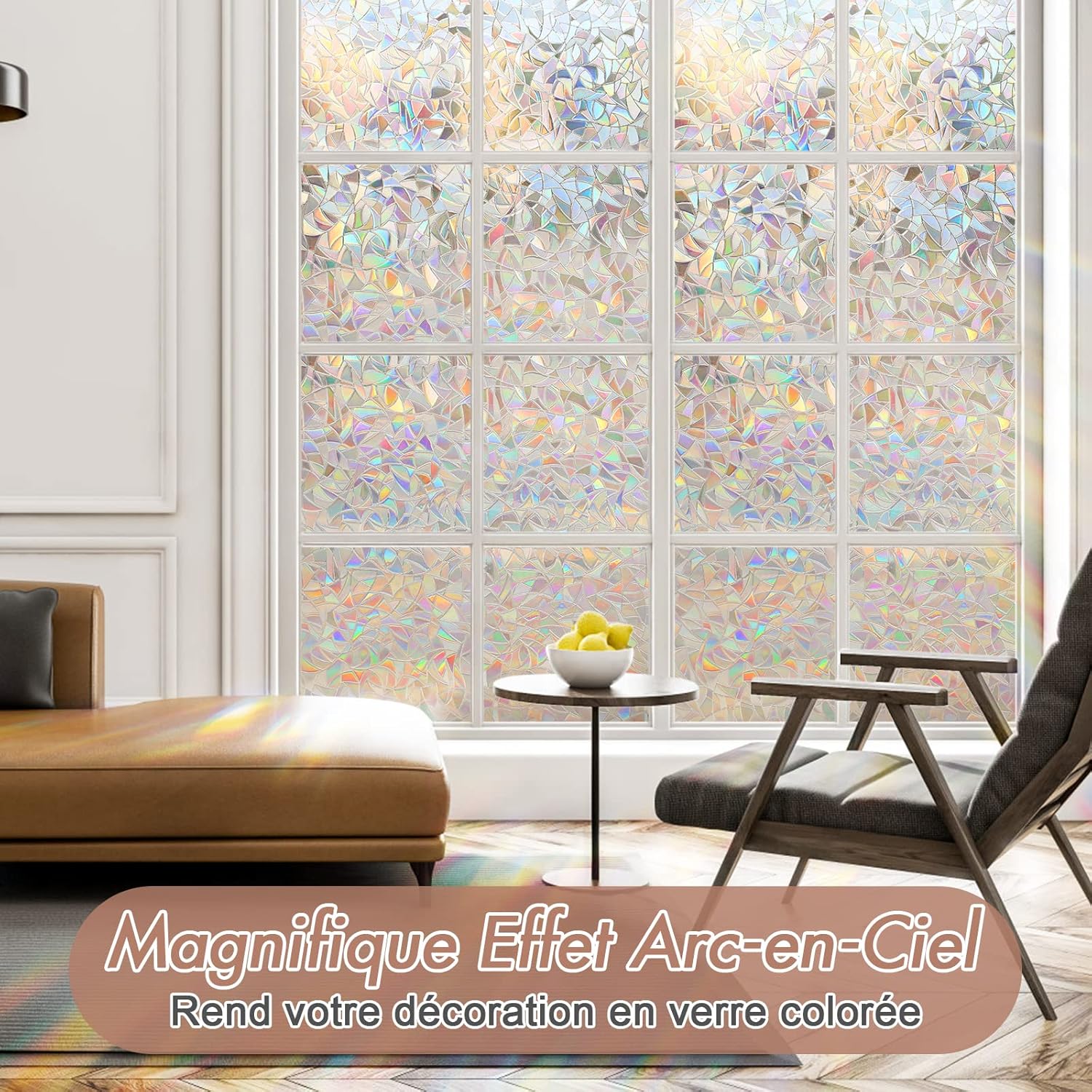 Electrostatic window film with rainbow effect, decorative anti-glare window film, 3D anti-UV window film, 45x200cm 45X200 - Image 2
