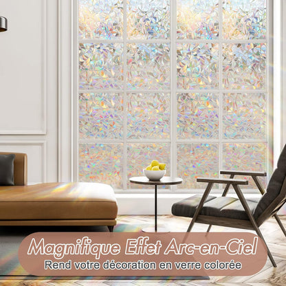 Electrostatic window film with rainbow effect, decorative anti-glare window film, 3D anti-UV window film, 45x200cm 45X200 - Image 2